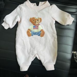Ralph Lauren baby girl bear fleece jumpsuit - NB